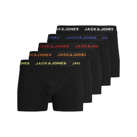 Jack & Jones 12242494 Erkek Pamuklu Boxer Set 5'Li Siyah