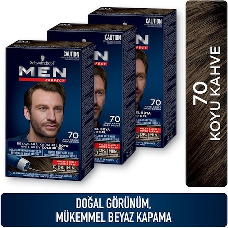 Men Perfect Saç Boyası 70 Koyu Kahve X 3 Adet set-hnkl-2527-5189