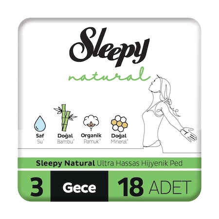 Sleepy Natural Ultra Hassas Hijyenik Ped Gece 18 Adet Ped