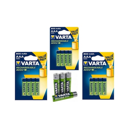 Varta 800 Mah Aaa Şarjlı Kalem Pil 12 Adet