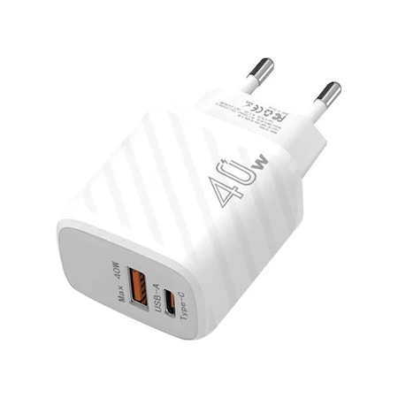 Ally TE-PD08 40 W Type-C + USB QC3.0 PD Hızlı Şarj Adaptörü Beyaz