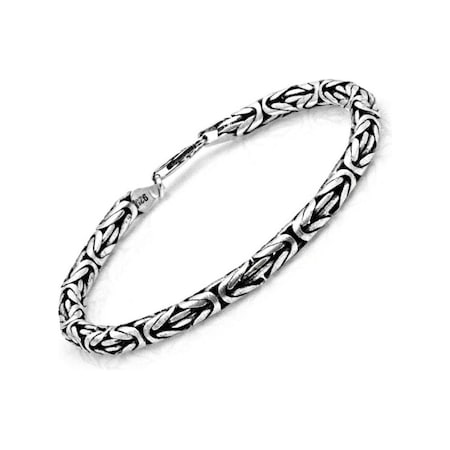 Omar Silver Kral 5Mm Oval Oksitli Bileklik 21Cm 28Gr