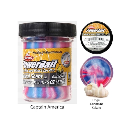 Berkley PowerBait Doğal Kokulu Glitter (Simli) Alabalık Hamuru - Captain America