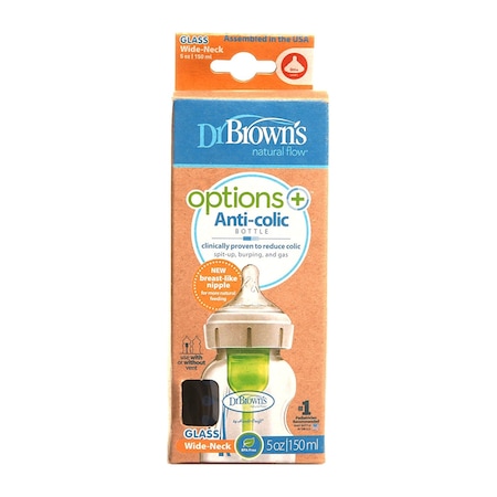 Dr Browns Options+ Geniş Ağız Antikolik Cam Biberon 150 Ml 0+ Ay DRB-DB51700