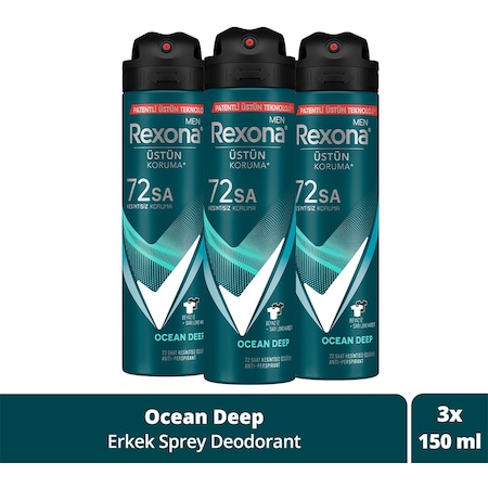 Rexona Men 72 Saat Ocean Deep Erkek Sprey Deodorant 3 x 150 ML