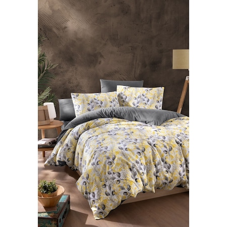 Mystory Home Lastikli Çarşaflı Çift Kişilik Nevresim Takımı Lemon 200x220 Cm