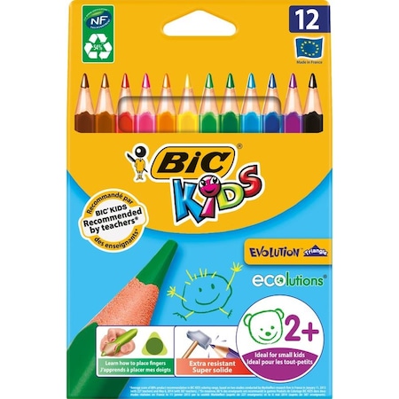 Bic Kids Evolution Üçgen Jumbo Kuru Boya Kalemi 12 Renk