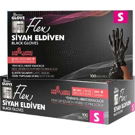 Reflex Flex Glove Pudrasız Siyah Eldiven 100'lü S
