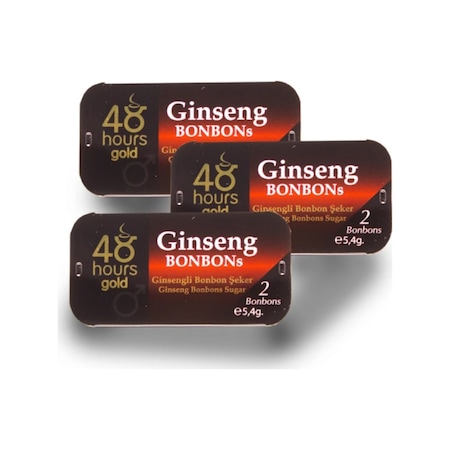 3 Adet 48 Hours Gold Ginseng Bonbon Şeker Metal Kutuda 2'şer adet