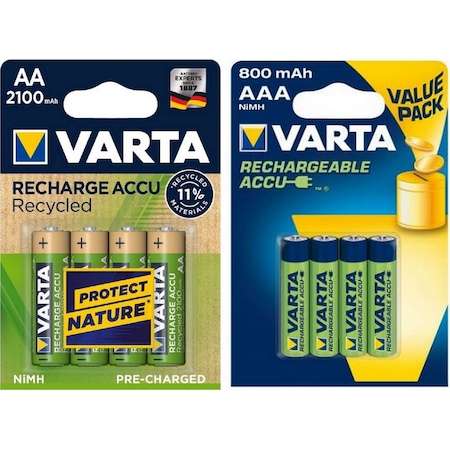 Varta 4*2100 Mah Aa 4*800 Mah Aaa Şarjlı Pil