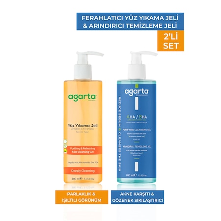 Agarta Aha-Bha + Arındırıcı ve Besleyici Yüz Yıkama Jeli 2 x 400 ML