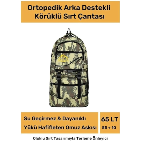 Ortopedik Su Geçirmez Konfor Modeli Fermuarlı Büyük Boy Çok Gözlü Bölmeli Kamp Outdoor Sırt Çantası Çok Renkli