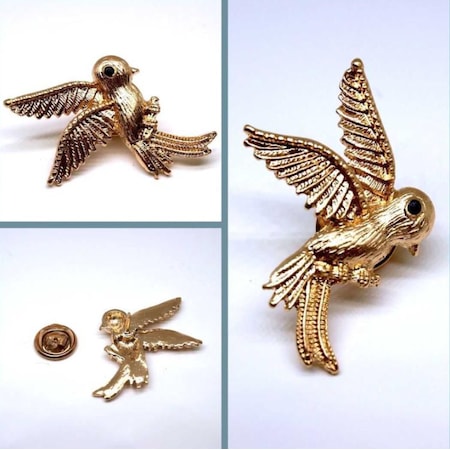 Omeniv Vintage Tema Altın Kuş Broş İğne