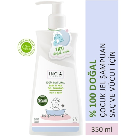 %100 Doğal Organik Sertifikalı Bebek Ve Çocuk Jel Şampuanı Saç Vücut Lavanta Konak Önleyici 350ml