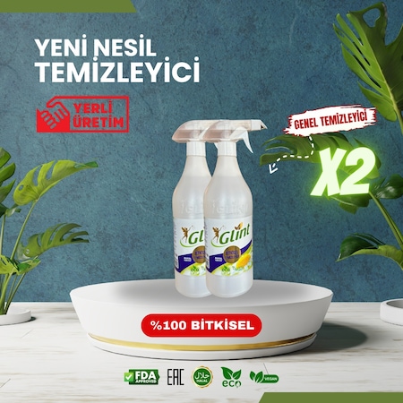 Glint %100 Bitkisel Çok Amaçlı Yüzey Temizleyici Kir Leke Yağ Temizleyici 2 x 1 L