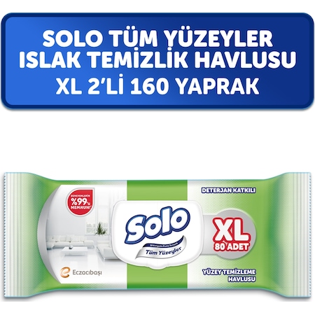 Solo Tüm Yüzeyler Islak Temizleme Havlusu XL 2 x 80 Yaprak