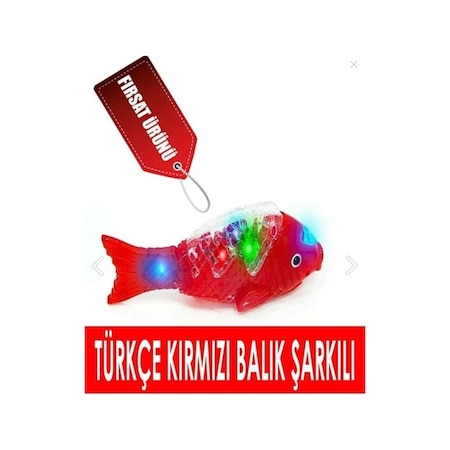 Türkçe Kırmızı Balık Şarkılı Müzikli Işıklı Sesli Yürüyen Balık 2