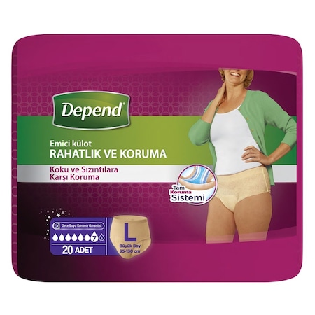 Depend Emici Külot Lohusa Pedi Kadın L Beden 2 Paket 20 Adet