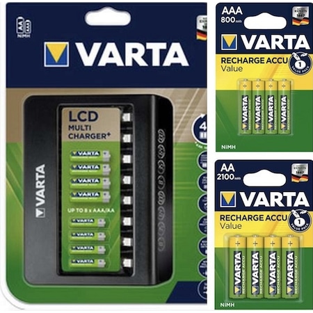 Varta 57681 Şarj Cihazı 8'Li Aa 2100 Mah Şarjlı Pil 800 Mah A