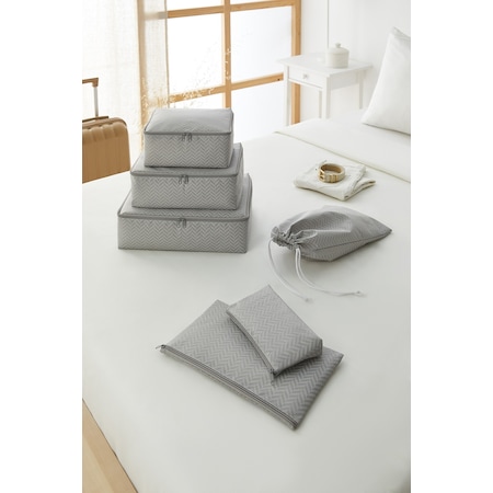 Ocean Home Textile Balıksırtı Bavul Içi Düzenleyici Set 6'lı Gri