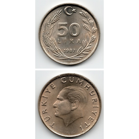 50 Lira 1987 Çil Eski Madeni Para