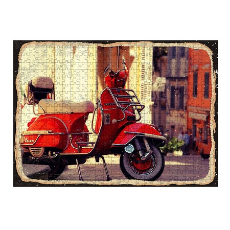 Tablomega Ahşap Mdf Puzzle Yapboz Kırmızı Vespa Motosiklet