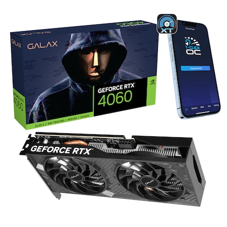 Galax NVIDIA GeForce RTX 4060 1-Click OC 2X V2 GLX-46NSL8MD9NXV 8 GB GDDR6 128 Bit Ekran Kartı