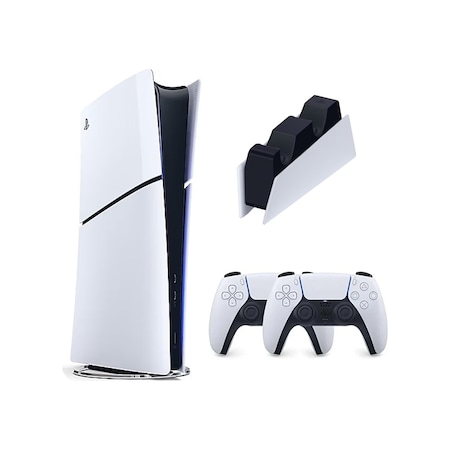 Sony Playstation 5 Slim 1 TB Digital Edition Oyun Konsolu + 2. PS5 Kol Beyaz + PS5 Şarj İstasyonu (İthalatçı Garantili)