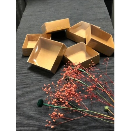 8x8x3 Cm Asetat Kapaklı Kraft Kutu 100 Adet