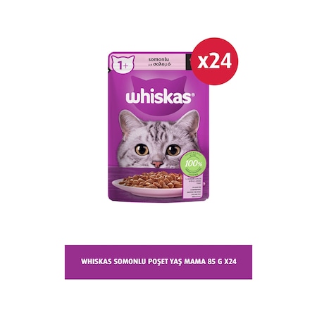 Whiskas Pouch Somonlu Yetişkin Kedi Mama 24 x 85 G