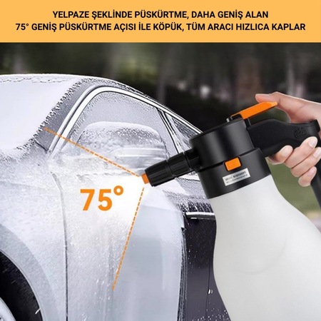 Polham 2 Litre Şarjlı Otomatik Yüksek Basınçlı Araç Yıkama Köpük Püskürtücü El Pompası, Çok Amaçlı Köpük Pompası