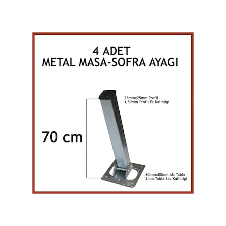 Otobirotoaksesuar Masa Ayağı 4Lü Katlanır Metal Yer Sofrası Ayağı 70 Cm