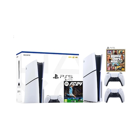 Sony Playstation 5 Slim 1TB + Dualsense Kol + FC 24 + GTA 5 (İthalatçı Garantili)