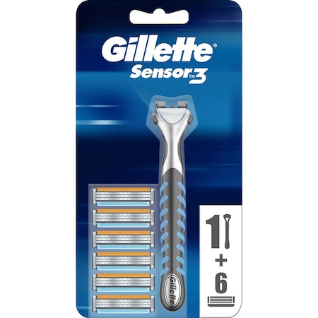 Gillette Sensor3 Tıraş Makinesi + Yedek Bıçak 6'lı