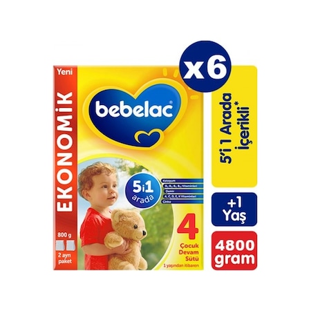 Bebelac 4 Çocuk Devam Sütü 800 Gr X 6 Adet PKT.BEBELAC.089