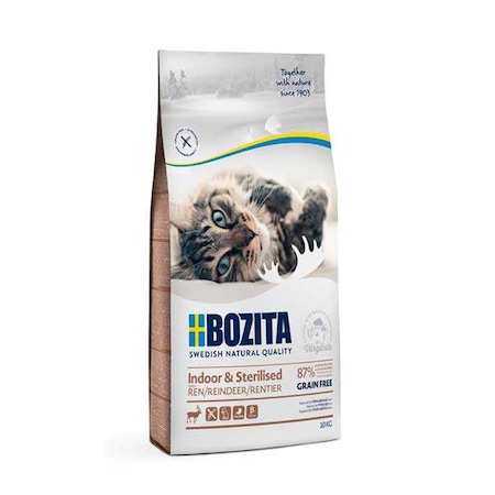 Bozita Indoor Sterilised Tahılsız Geyik Etli Kısırlaştırılmış Yetişkin Kedi Maması 10 KG