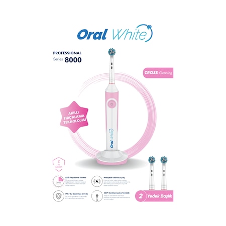 Oral White Professional Series 8000 Şarjlı Diş Fırçası Pembe