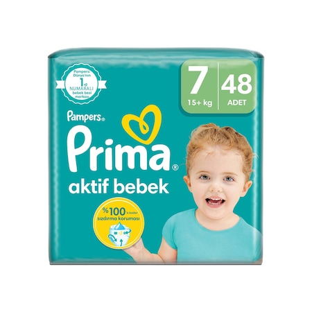 Prima Bebek Bezi Aktif Bebek 7 Beden 15+ KG Mega Fırsat Paket 48 Adet