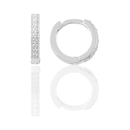 Söğütlü Silver Gümüş Rodyumlu Zirkon Taşlı 11 Mm Halka Küpe Tragus Piercing Heli