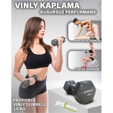 Proforce Vdb Dışı Vinil Kaplı Içi Çelik Döküm Ağırlık Dambıl Gri 1.5 KG