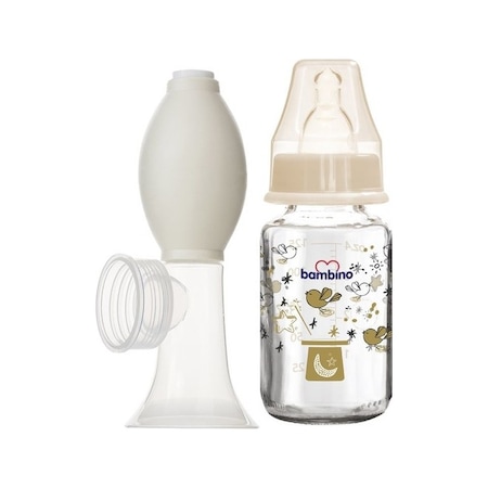 Bambino Tirle Manuel Göğüs Pompası ve Cam Biberon 125 ML