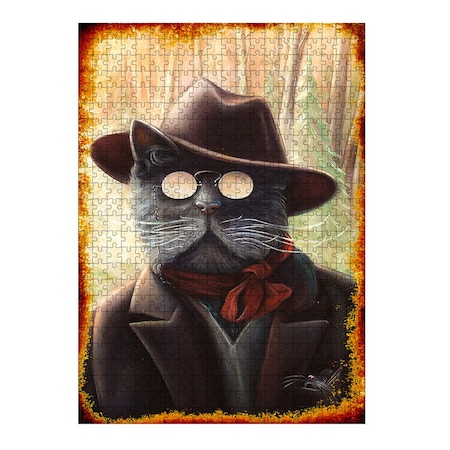 Tablomega Ahşap Mdf Puzzle Yapboz Şapkalı Kedi (527495064)