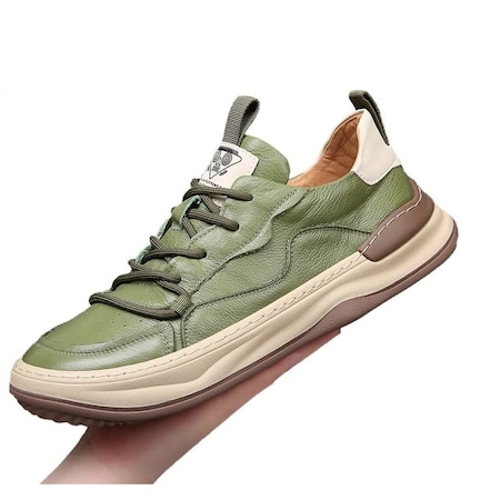 Simicg Kalın Tabanlı Nefes Alabilen Erkek Günlük Spor Ayakkabı Yeşil