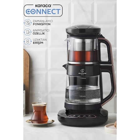 Karaca Çaysever Robotea Connect 3 in 1 Konuşan Otomatik Cam Çay Makinesi Su Isıtıcı ve Filtre Kahve