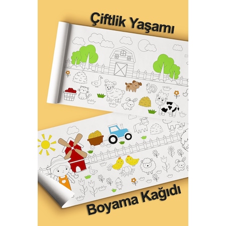 Melolisa Dev Boyama Çiftlik Temalı Bebek, Kreş Ve Çocuk Aktivite Ve Boyama Rulosu - Kids Coloring Roll