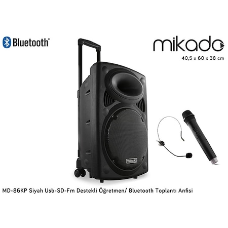 Mikado Md-86Kp Siyah Bluetooth Taşınabilir Anfi