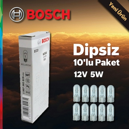 Ustaparçacı Bosch Eco Dipsiz Ampul 12V 5W T10 W5W 10'Lu Paket