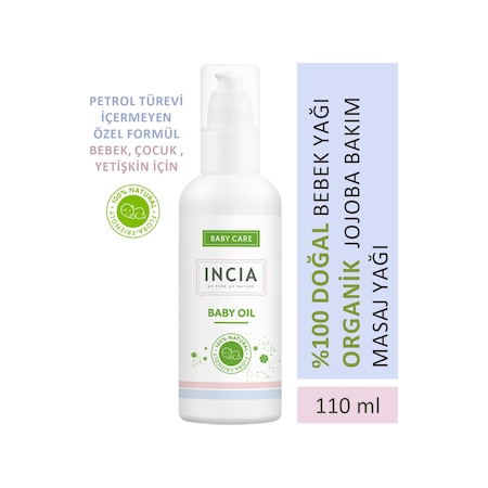 Incia %100 Doğal Organik Jojoba Bakım Masaj Yağı Parafinsiz Bitkisel Vegan Bebek Yağı 110 ML