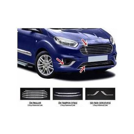 Ford Courier Krom Ön Panjur ve Sis Çerçevesi 9 Parça 2018 =2022