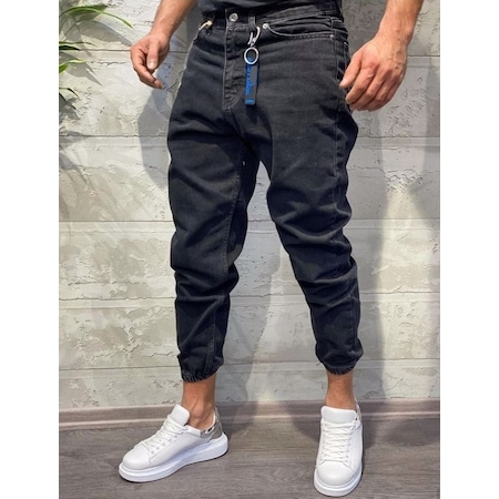 Erkek Paçası Lastikli Boyfriend Kot Jogger Pantolon (491079092)